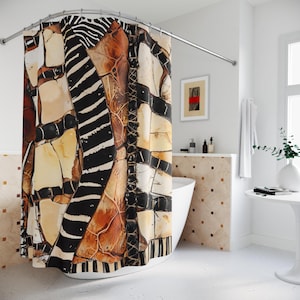 Shower Curtains Afrocentric Jungle Texture Shower Curtain, African Tribal Design, Ethnic Bathroom Decor, Black-Owned Business, African Decor