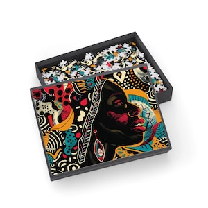 Puzzle : femme afro-américaine, culture africaine, petite entreprise noire, jeu de casse-tête, activité de détente, méditation, cadeau culturel pour la maison