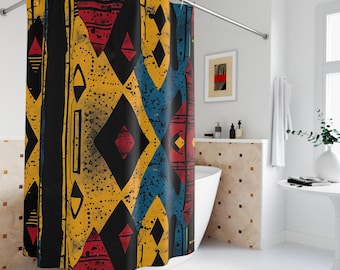 Afrocentric Shower Curtain: African American Print, Ethnic Home Decor