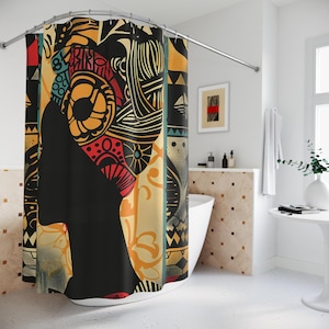 African American Shower Curtain, Black Culture Bathroom Decor, Small Business Shop, Afrocentric Home Decor