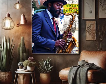 Harlem Jazz Musician Framed Poster, Black Urban Art
