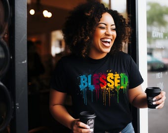 Maglietta nera Blessed Cultural: maglietta unisex in stile morbido