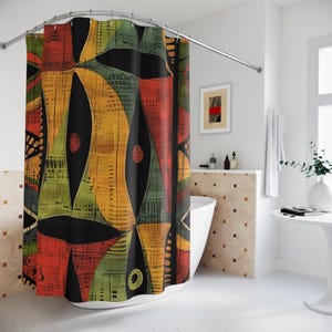 Afrocentric Shower Curtains, African Print Bathroom Decor, Black Business, Unique Home Accessories, Ethnic Shower Curtain Cultural Bath Gift