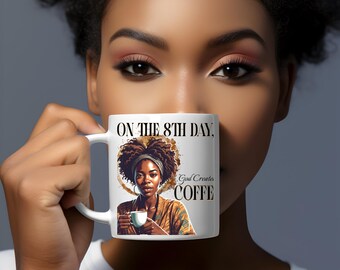 Taza de café "Dios creó": regalo de la cultura afroamericana