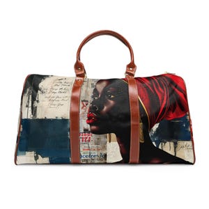Canvas Leder Wochenendtasche, Wasserdichte Reisetasche,|Afroamerikanische Reisetasche,| Weekender Tasche, Schwarze Frauen Geschenk, Wasserdichte Reisetasche