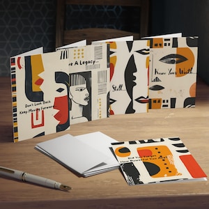 Cartões de felicitações, conjunto de 5 pacotes de design inspirado na África, pequenos negócios pretos, cartões com padrões, pacote com vários designs, presente de cartão de felicitações de empoderamento