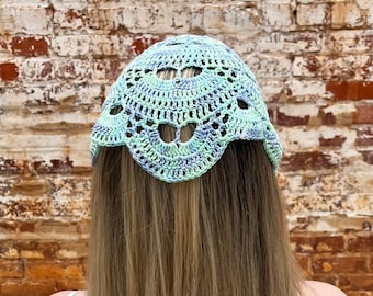 Winter Mint Crocheted Bandana 100% cotton