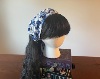 Winter Blues Crocheted Bandana 100% cotton