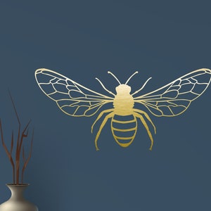 Bee, Wasp, Insect Vinyl Sticker Wallart, Nature, Home Decor, Gossamer wing bumblebee for walls, doors, appliances & other smooth surfaces