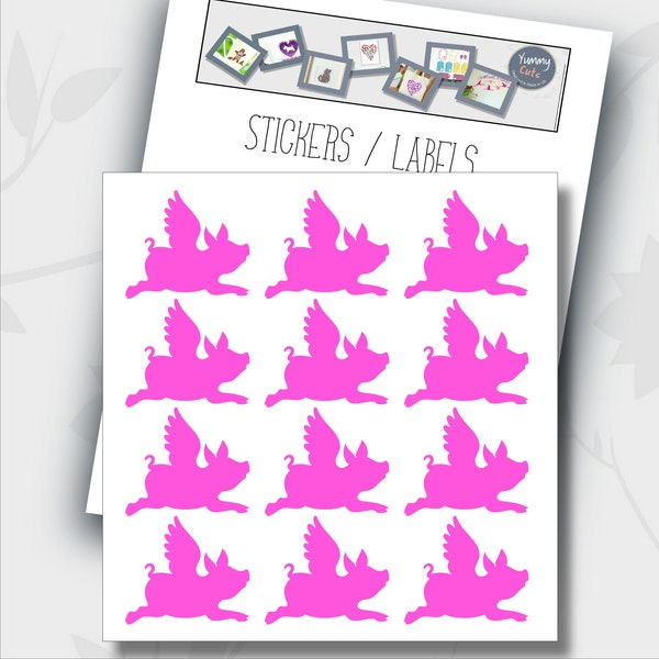 Cute Flying Pigs Vinyl Stickers - durable and adorable, fix to any smooth surface - 18 colours