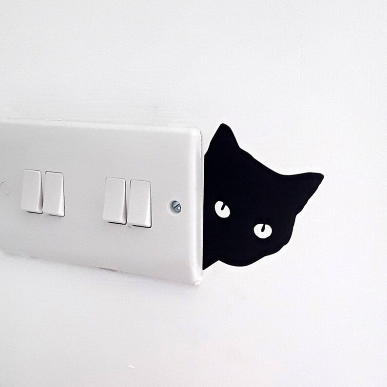 Peeping Cat Wall Art Decal Sticker Cat Face Etsy