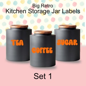 Tea, Coffee, Sugar, Decaf Tea, Decaf Coffee, Stickers for Jars, Caddies, Canisters - 16 Colours. Big Love Sets 1, 2, 3 and Individual Labels