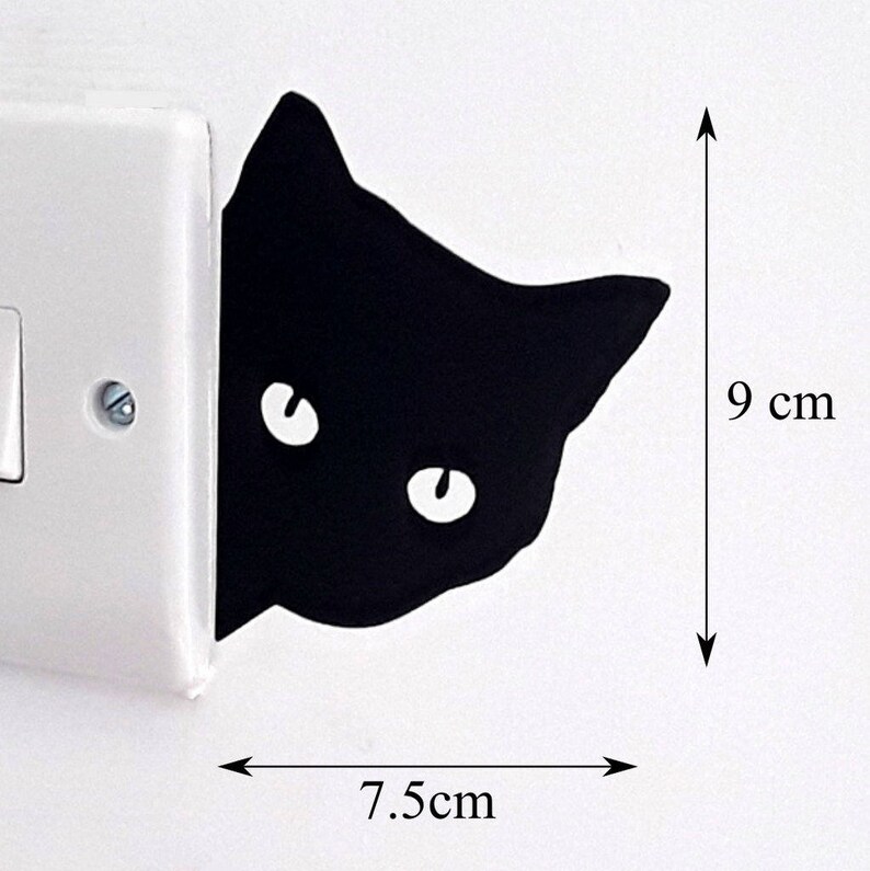 Peeping Cat Wall Art Decal Sticker Cat Face Etsy