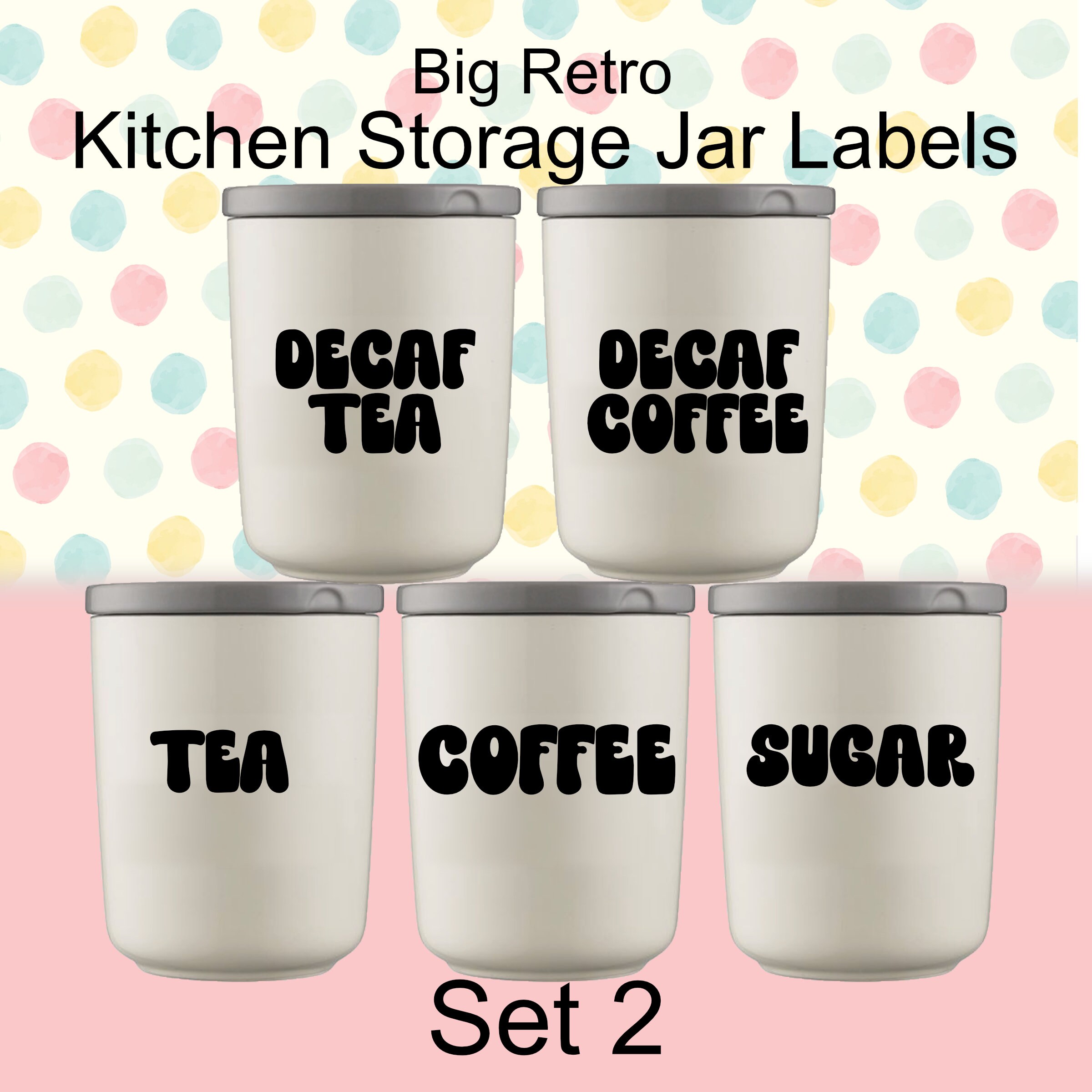 Tea, Coffee, Sugar, Decaf Tea, Decaf Coffee, Labels - Bella