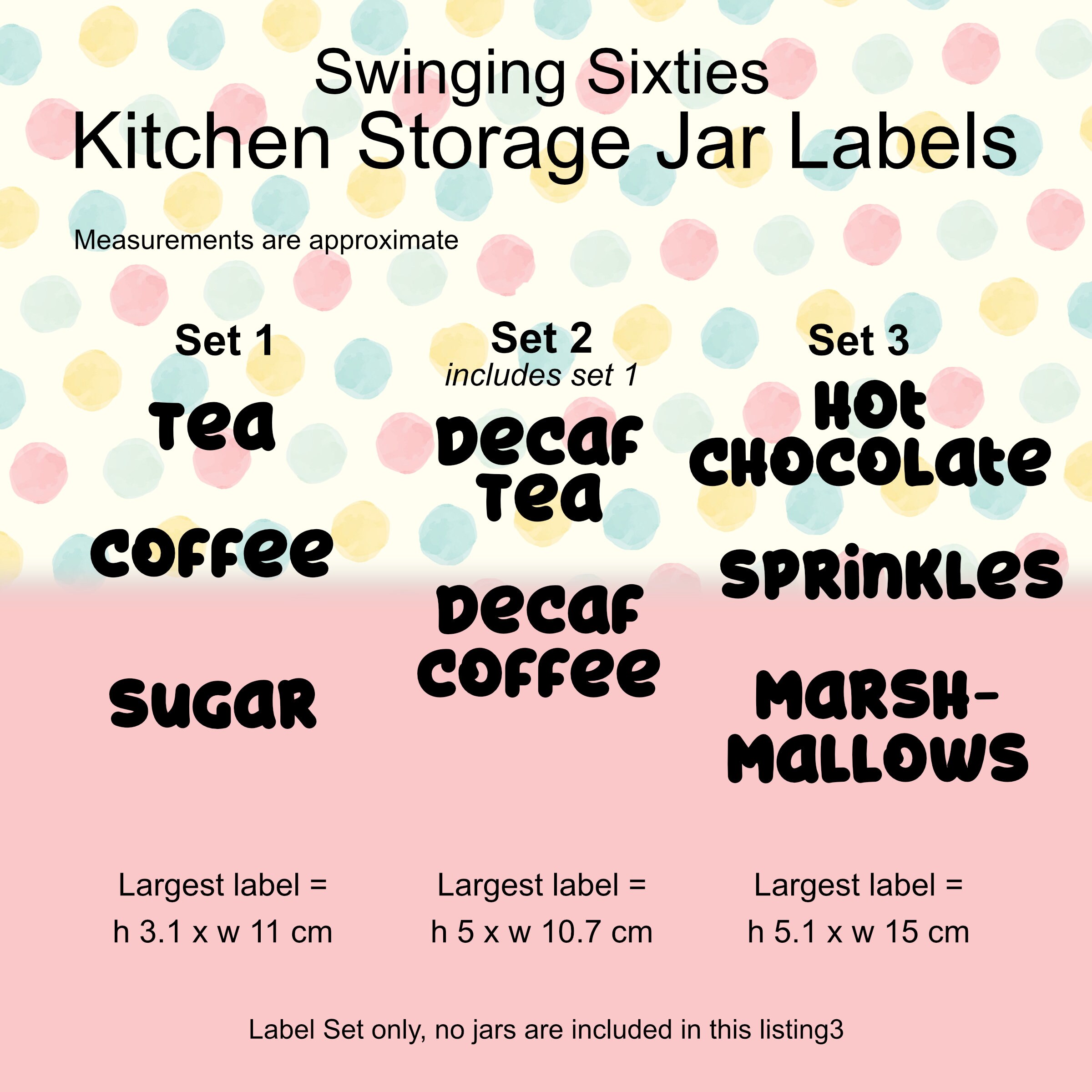 Tea, Coffee, Sugar, Decaf Tea, Decaf Coffee, Labels - Bella