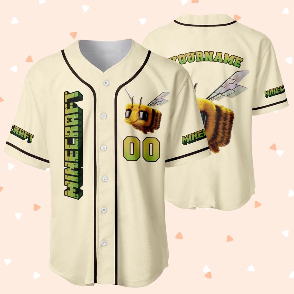 Discover Personalized Minecraft Movie Minecraft Bee Baseball Jersey, Custom Minecraft Bee Jersey