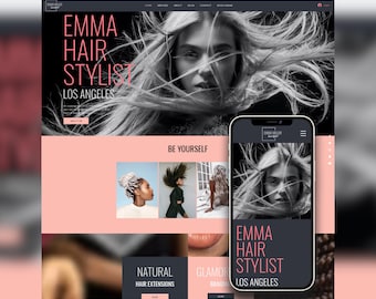 Modelo de site para cabelo WIX, modelo para salão de beleza, site pré-fabricado para estilistas, maquiadores, manicures, fotógrafos, coaches, design de sites
