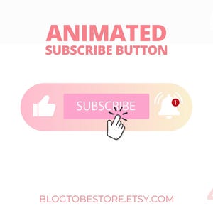 Animated Subscribe Button  Animation Pink Pastel for Youtube video blog, Youtube subscribe button, Animated button for Youtube channel