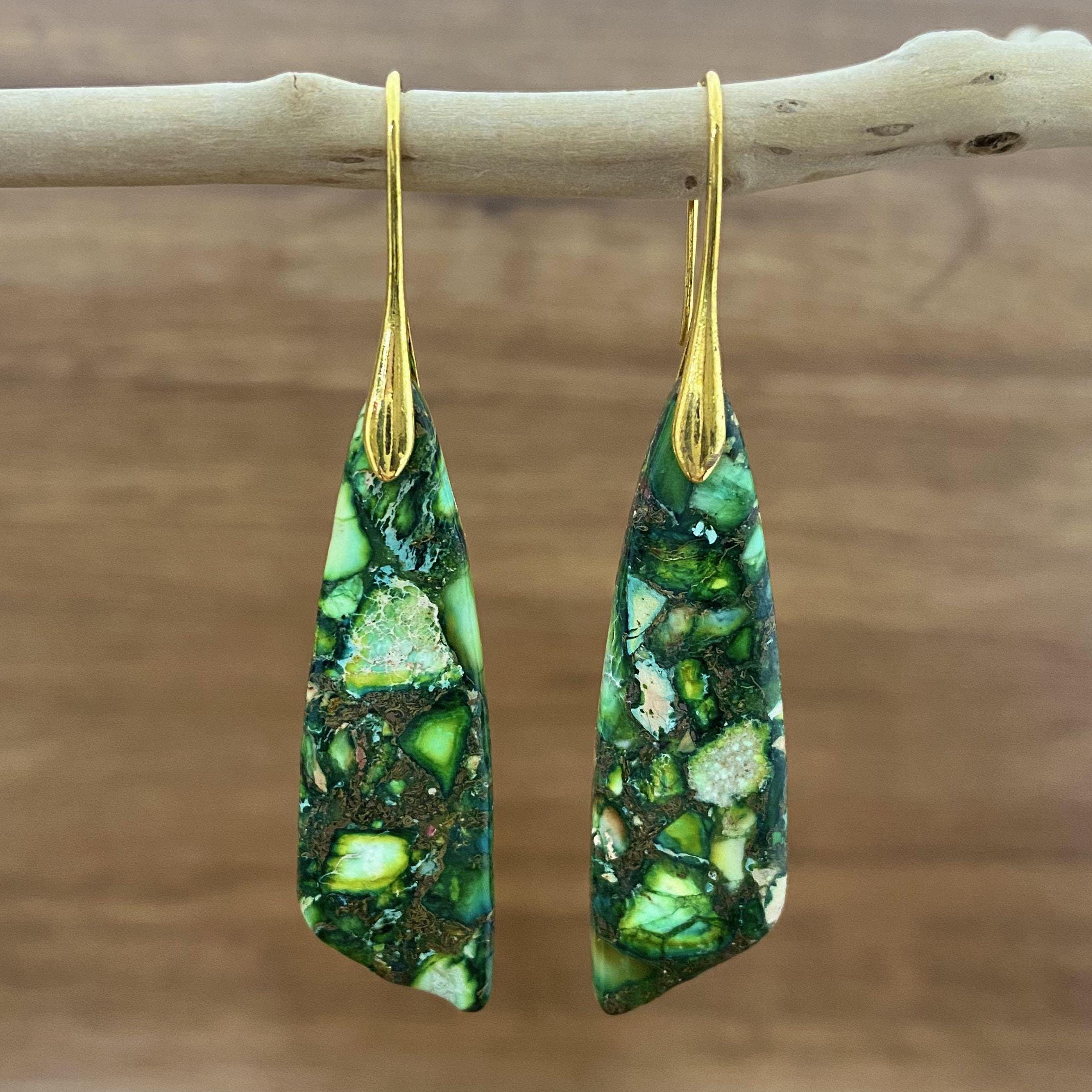 In The Loop Green Jasper Earrings – Barse Jewelry