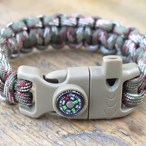 Paracord Överlevnad Vandring Armband Eldstartare Kompass Visselpipa