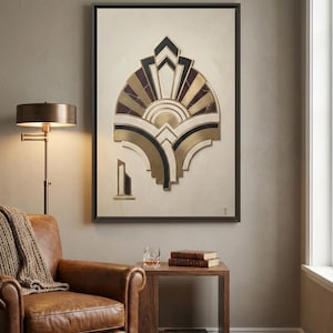 Art Deco Sunburst Wall Art, Luxury Framed Canvas, Neo Deco Home Decor, Gold Geometric Abstract Print, Statement Living Room Art
