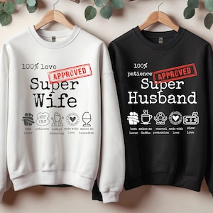 Couple Wife and Husband Sweatshirt,Honeymoon Outfit, Couple Hoodie, Bride Gift,Matching Wifey Hubby Hoodie, Wedding Gifts For Couple.