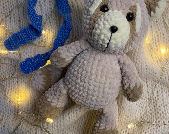 Handmade Crochet Raccoon Plush: Soft Baby Toy, Nursery Decor