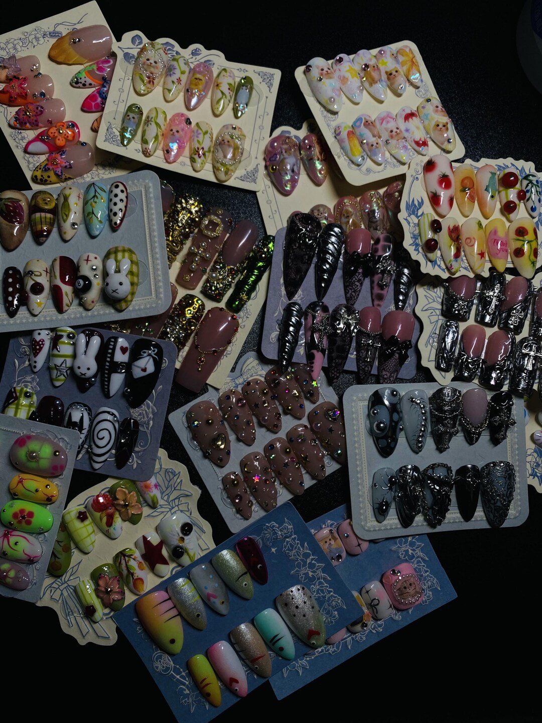 Random Custom Nails Mystery Box of 6 Handmade Press-on Nails, Random Nail Art, Custom Fake ...