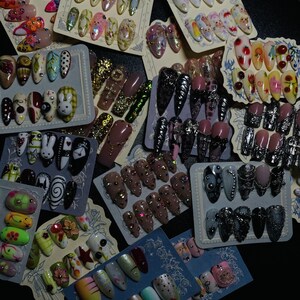 Mystery Box of 6 Handmade Press-On Nails, Random Inspired Fake Nails, Birthday Nails Art, Gifts for Her, Custom Nails