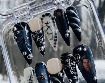 Jacob Black Twilight Press-On Nails, Gothic Nail Art