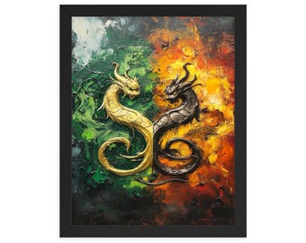 Draak ingelijste poster | Yin Yang-muurkunst