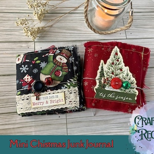 Mini Christmas Junk Journal, Handmade, Handbound