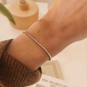 14k Gold Chain Bracelet, Gold Filled Chain5"-12",Box Chain Bracelet for Men or Women, Squared Chain Bracelet, Gift for her & him *BR43
