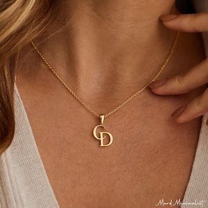 Personalised Initial Necklace, Two Letter Necklace, Custom Double Initial Necklace, Couple Necklace, Anniversary Gift,Christmas Gift for Her