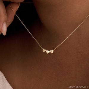 Tiny Initial Heart 3D Charm Necklace, Custom Gold Letter Necklace, Family Necklace, Womens Necklace, Personalized Gift, Christmas Gift*NE104