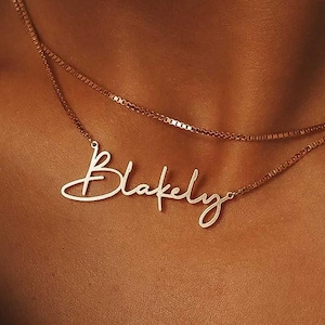Layering Name Necklace Set SARA, Personalized Name Necklace and Box Chain, Rose Gold, Silver, Gold Necklace, Christmas Stacking Gift *NE77