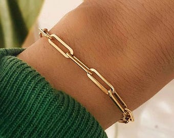 Pulsera de cadena con clip apilable - Pulsera minimalista en plata de ley, oro y oro rosa - Regalos para mujer*BR21