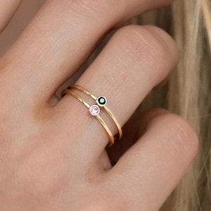 Custom Birthstone Stacking Ring, Dainty Birthstone Ring, Minimalist Family Jewelry *STACKABLE RING GIFT*