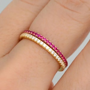 CZ Pave Birthstone Ring, Eternity Stacking Ring, Personalized Engagement Rings, Dainty Anniversary Gift for Her & Him *RI50