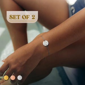 Personalisierte Sternenkarten Armbänder 2er Set, Freundschaftsschmuck, Sternbild Armbänder Set, Personalisiertes Geschenk für die beste Freundin, Gravierter Münzschmuck