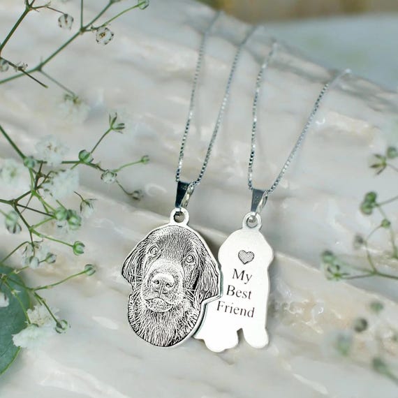 Personalized Pet Portrait Necklace, Custom Pet Name Necklace, Dog Photo Necklace, Dog/Cat Memorial Gift, Pet Loss Gift, Mothers Day Gift