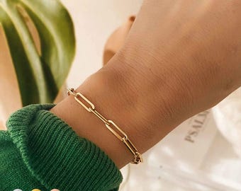 Stacking Paper Clip Chain Bracelet - Minimalist Bracelet Chain in Sterling Silver, Gold, Rose Gold - Gifts for Women*BR21