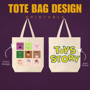 Sacola: Design inspirado em Toys Story | Desenhos animados | Design fofo | Colorido | Inspirado em Toys Story | Para imprimir