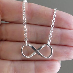 Colar infinito de prata esterlina, infinito de prata, colar de prata, minimalista