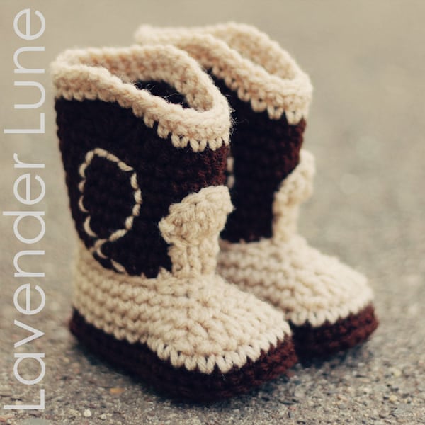 PDF CROCHET PATTERN, The Western - Cowboy Baby Booties, Baby Booties