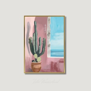Maximalist Kaktus Poster | Funky Mexiko Wandkunst | Girly druckbare Kunst | Modernes Boho| Lebendige Innenakzente | Einzigartige Digitale Downloads