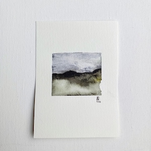 Piccola opera d'arte originale della serie "Moody Landscapes" realizzata da Atelier Kuro /piccolo dipinto ad acquerello/mini opera d'arte astratta/terre oscure