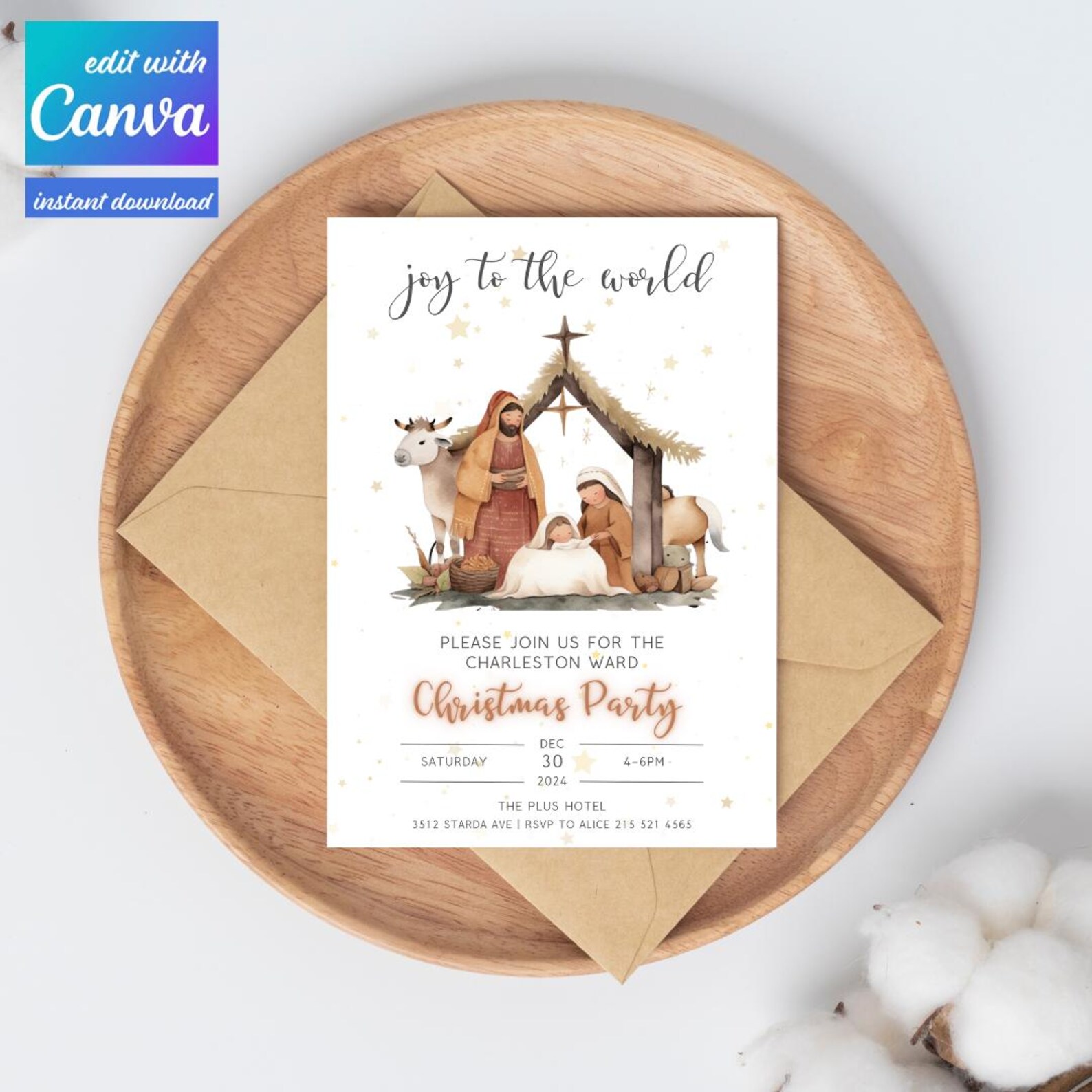 LDS Christmas Party Invite,church Holiday Party Invitation,editable ...