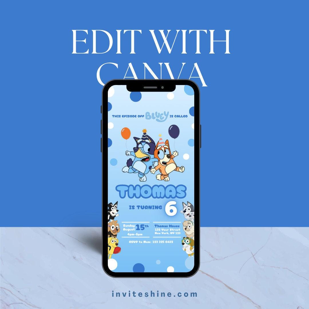 Bluey Editable Birthday Invitation