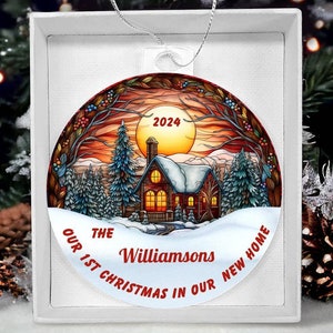 Weihnachten in unserem neuen Zuhause Acryl Ornament, Weihnachtsgeschenk, Andenken 2024 Geschenk für neue Hausbesitzer, Einweihungsparty Geschenk, Brautpaar Geschenk